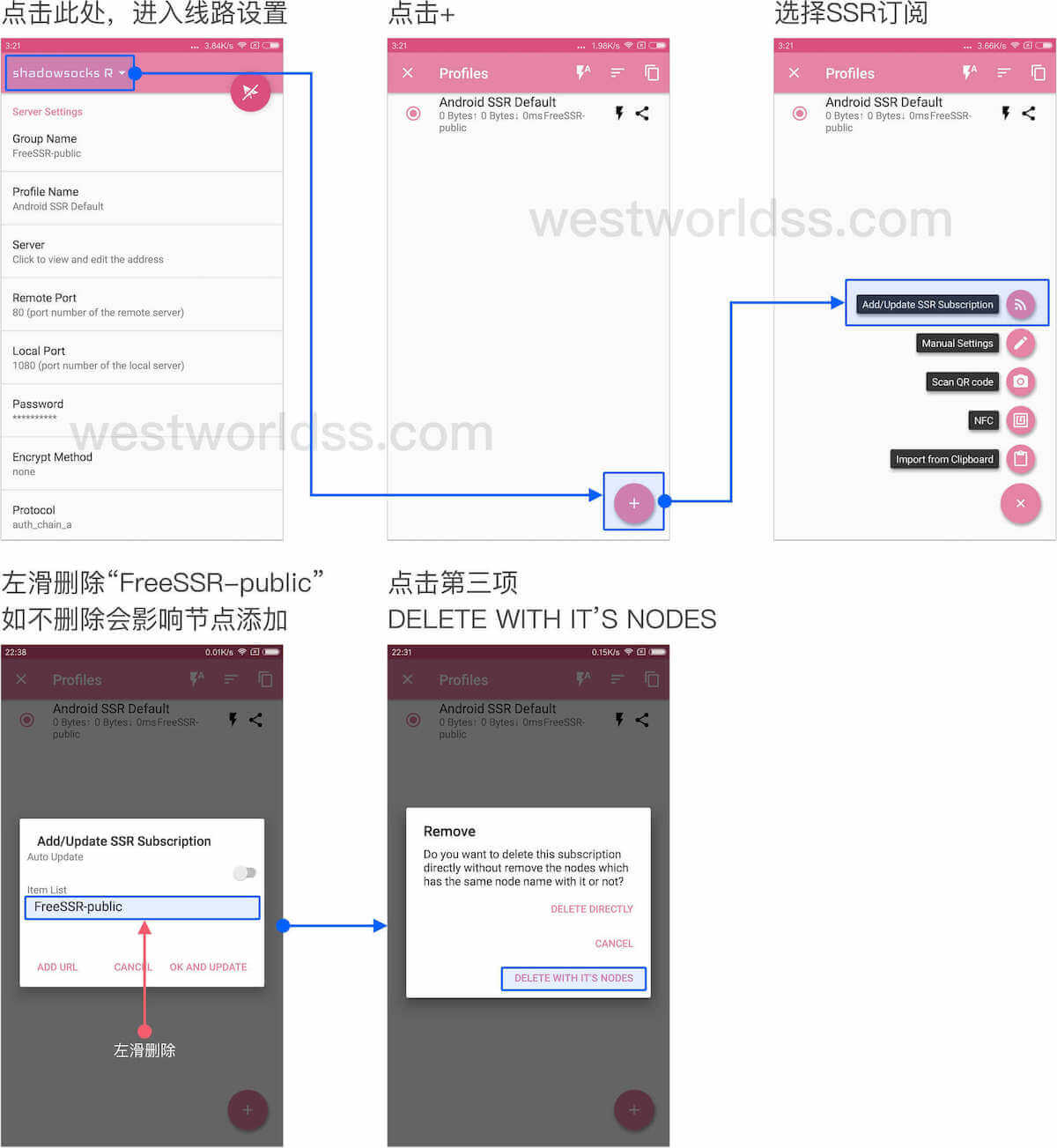 安卓代理翻墙app客户端教程，支持ssr、v2ray、trojan。西部世界VPN